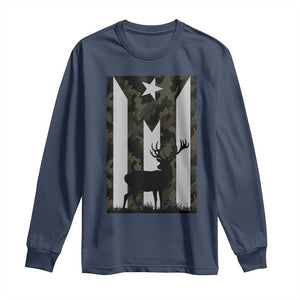 Deer Hunting Camo Puerto Rican Flag Long Sleeve Shirt Boricua Hunters TS10 Navy Print Your Wear