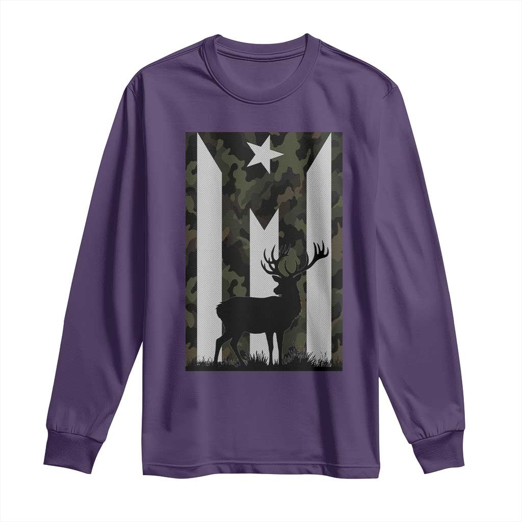 Deer Hunting Camo Puerto Rican Flag Long Sleeve Shirt Boricua Hunters TS10 Purple Print Your Wear