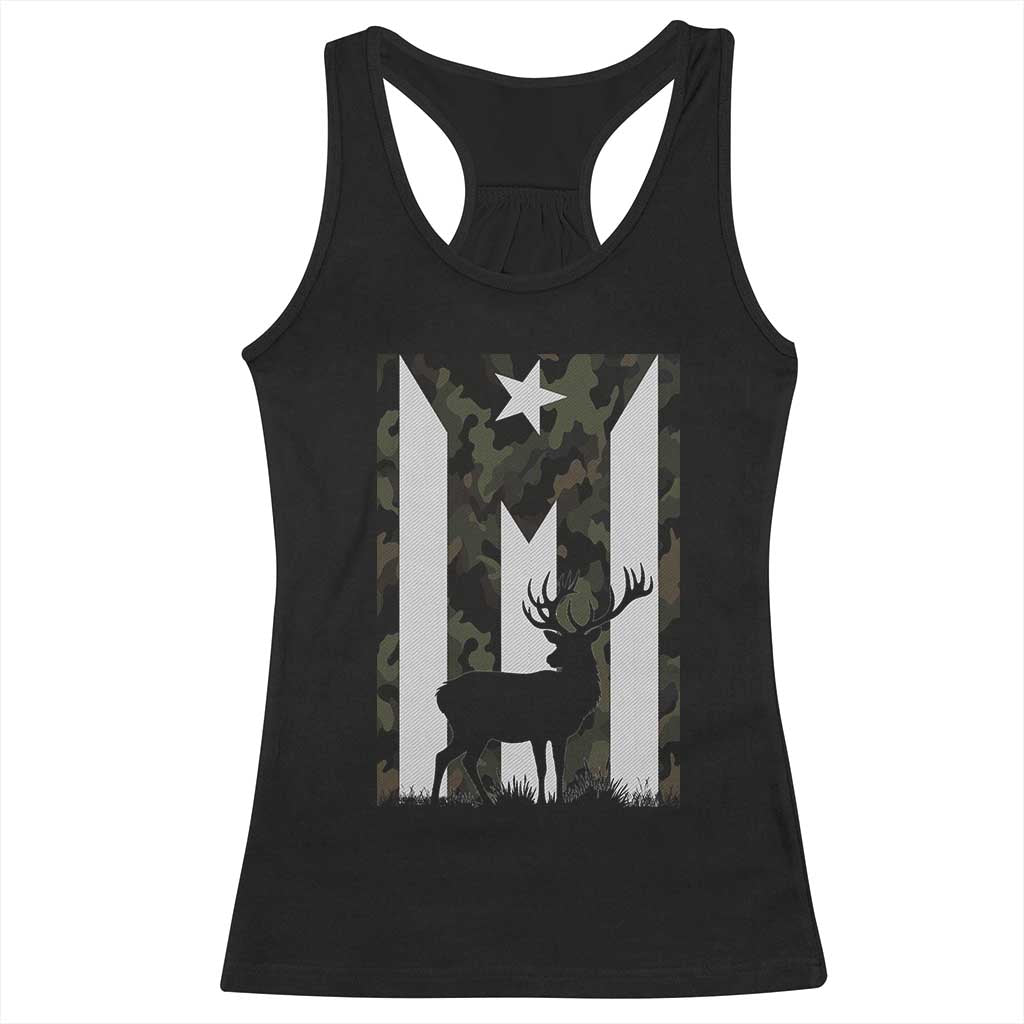 Deer Hunting Camo Puerto Rican Flag Racerback Tank Top Boricua Hunters TS10 Black Print Your Wear