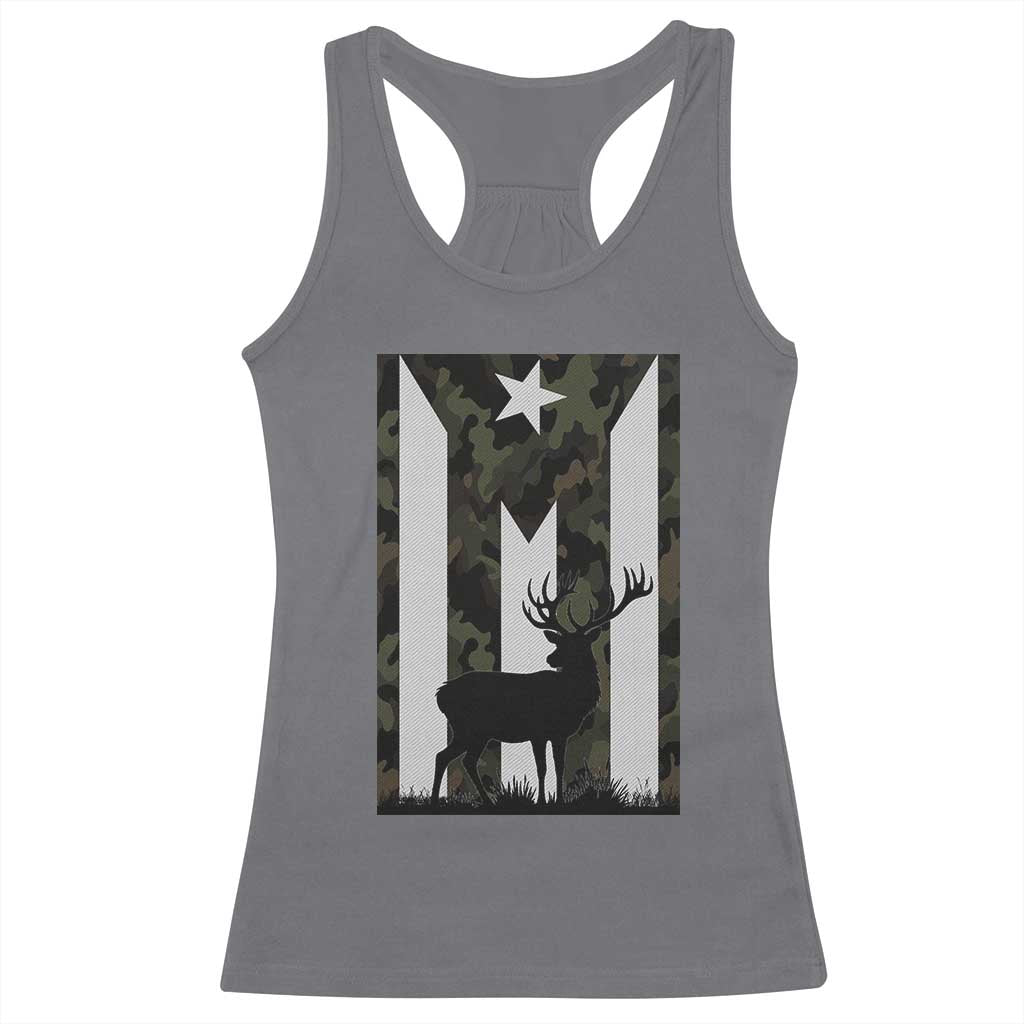 Deer Hunting Camo Puerto Rican Flag Racerback Tank Top Boricua Hunters TS10 Charcoal Print Your Wear