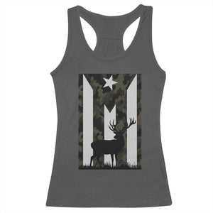 Deer Hunting Camo Puerto Rican Flag Racerback Tank Top Boricua Hunters TS10 Dark Heather Print Your Wear
