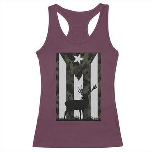Deer Hunting Camo Puerto Rican Flag Racerback Tank Top Boricua Hunters TS10 Maroon Print Your Wear