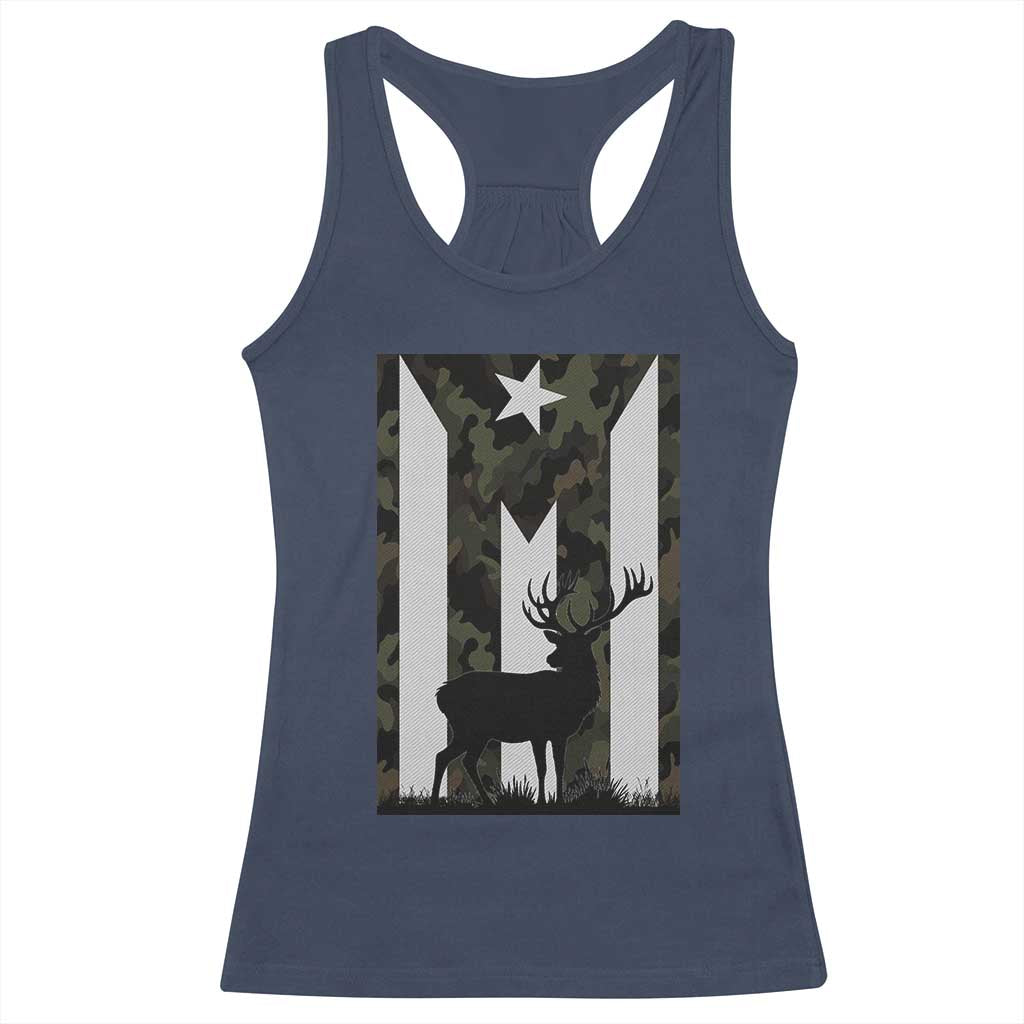 Deer Hunting Camo Puerto Rican Flag Racerback Tank Top Boricua Hunters TS10 Navy Print Your Wear