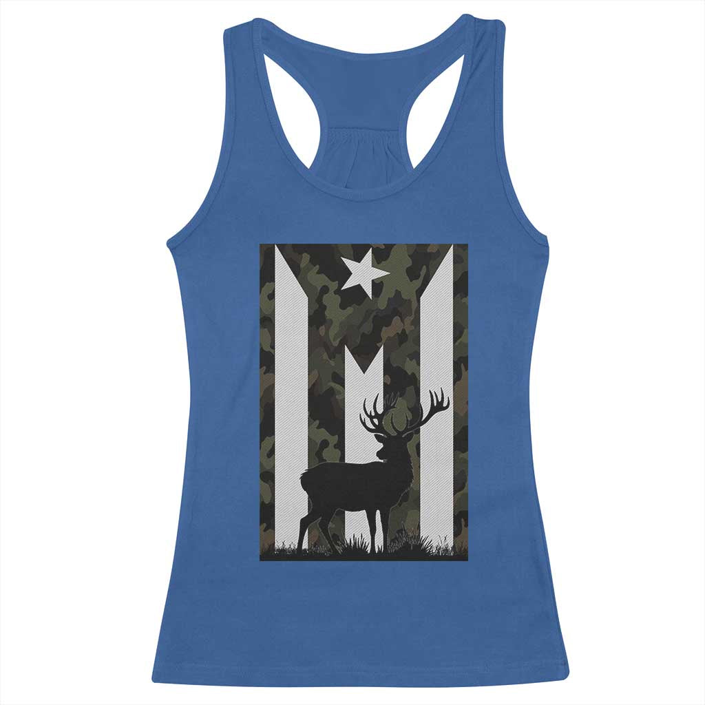 Deer Hunting Camo Puerto Rican Flag Racerback Tank Top Boricua Hunters TS10 Royal Blue Print Your Wear