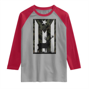 Deer Hunting Camo Puerto Rican Flag Raglan Shirt Boricua Hunters TS10 Sport Gray Red Print Your Wear