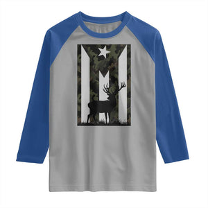 Deer Hunting Camo Puerto Rican Flag Raglan Shirt Boricua Hunters TS10 Sport Gray Royal Print Your Wear