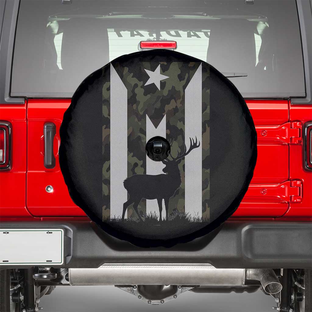 Deer Hunting Camo Puerto Rican Flag Spare Tire Cover Boricua Hunters TS10 Black Print Your Wear