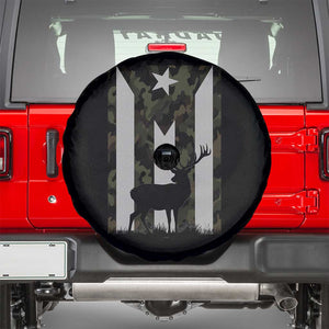 Deer Hunting Camo Puerto Rican Flag Spare Tire Cover Boricua Hunters TS10 Black Print Your Wear