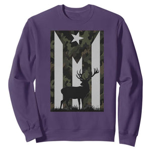 Deer Hunting Camo Puerto Rican Flag Sweatshirt Boricua Hunters TS10 Purple Print Your Wear