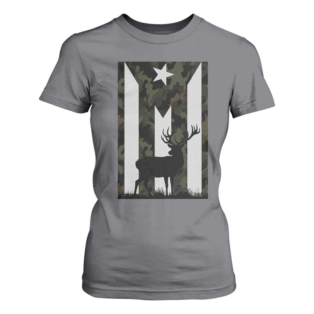 Deer Hunting Camo Puerto Rican Flag T Shirt For Women Boricua Hunters TS10 Charcoal Print Your Wear