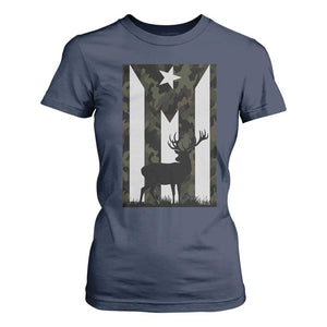 Deer Hunting Camo Puerto Rican Flag T Shirt For Women Boricua Hunters TS10 Navy Print Your Wear