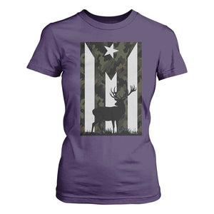 Deer Hunting Camo Puerto Rican Flag T Shirt For Women Boricua Hunters TS10 Purple Print Your Wear