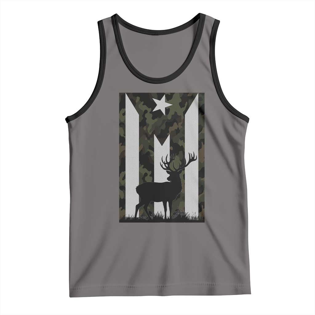 Deer Hunting Camo Puerto Rican Flag Tank Top Boricua Hunters TS10 Deep Heather Black Print Your Wear