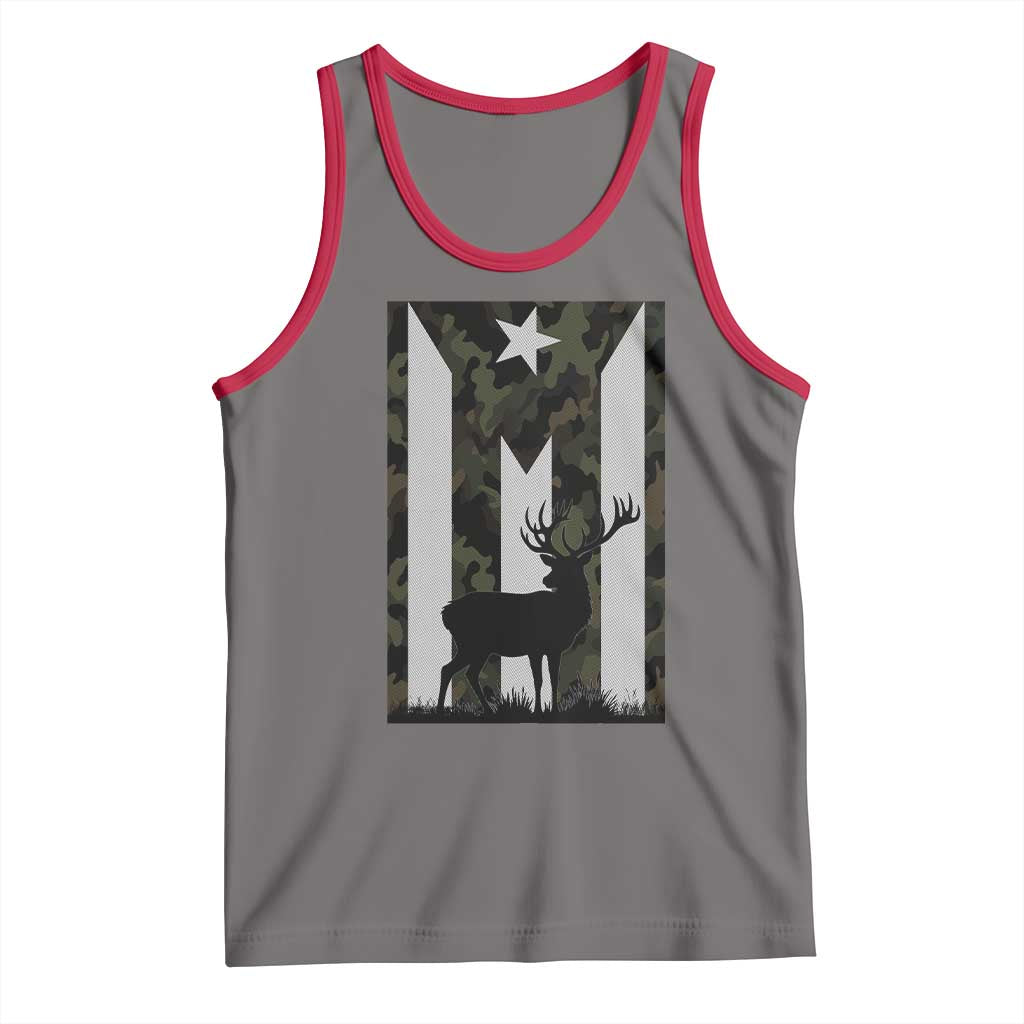 Deer Hunting Camo Puerto Rican Flag Tank Top Boricua Hunters TS10 Deep Heather Red Print Your Wear