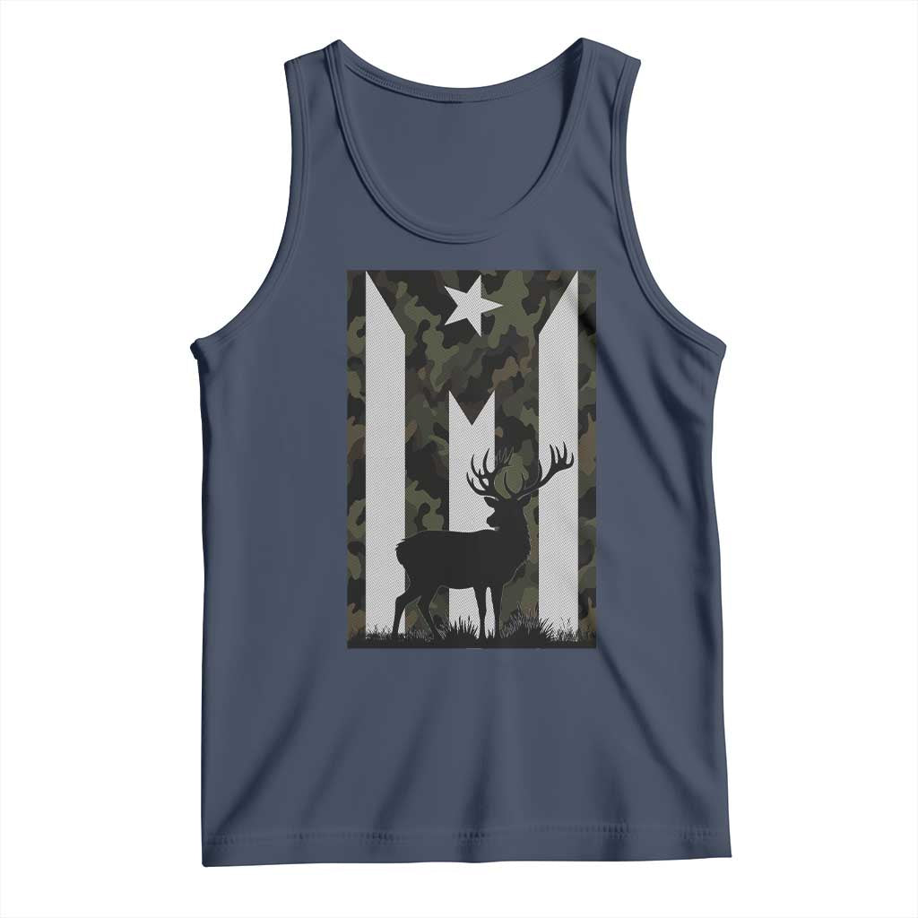 Deer Hunting Camo Puerto Rican Flag Tank Top Boricua Hunters TS10 Navy Print Your Wear