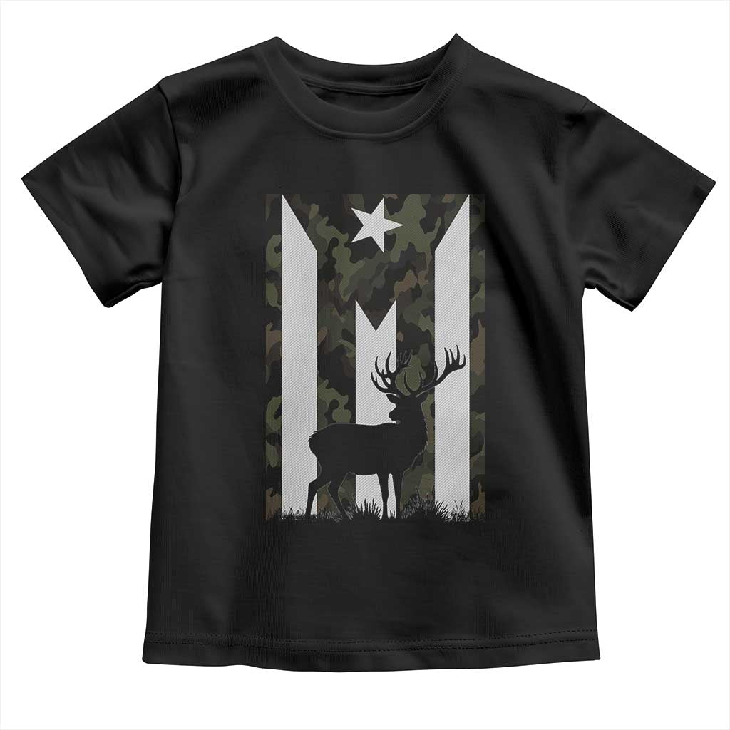 Deer Hunting Camo Puerto Rican Flag Toddler T Shirt Boricua Hunters TS10 Black Print Your Wear