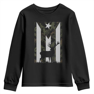 Deer Hunting Camo Puerto Rican Flag Youth Sweatshirt Boricua Hunters TS10 Black Print Your Wear