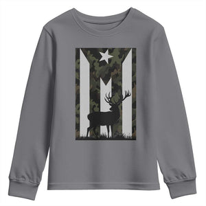Deer Hunting Camo Puerto Rican Flag Youth Sweatshirt Boricua Hunters TS10 Charcoal Print Your Wear