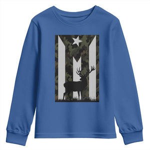 Deer Hunting Camo Puerto Rican Flag Youth Sweatshirt Boricua Hunters TS10 Royal Blue Print Your Wear