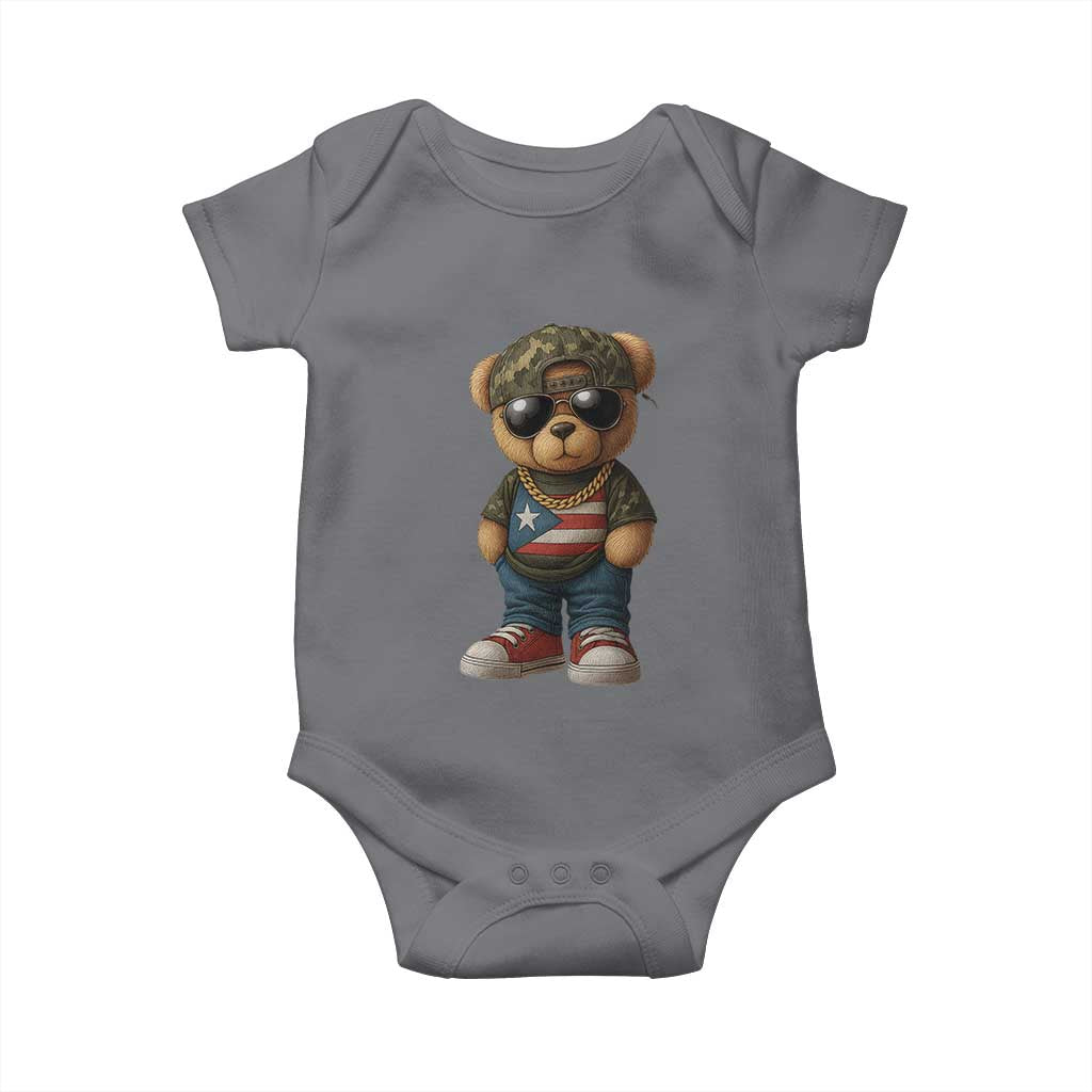Camo Teddy Bear Puerto Rico Flag Baby Onesie Camouflage Rican Boricua TS10 Charcoal Print Your Wear