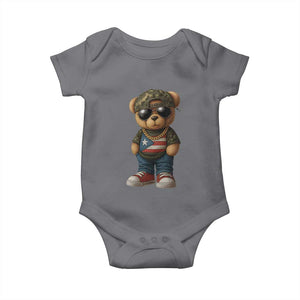 Camo Teddy Bear Puerto Rico Flag Baby Onesie Camouflage Rican Boricua TS10 Charcoal Print Your Wear