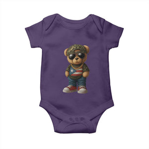 Camo Teddy Bear Puerto Rico Flag Baby Onesie Camouflage Rican Boricua TS10 Purple Print Your Wear