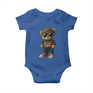 Camo Teddy Bear Puerto Rico Flag Baby Onesie Camouflage Rican Boricua TS10 Royal Blue Print Your Wear