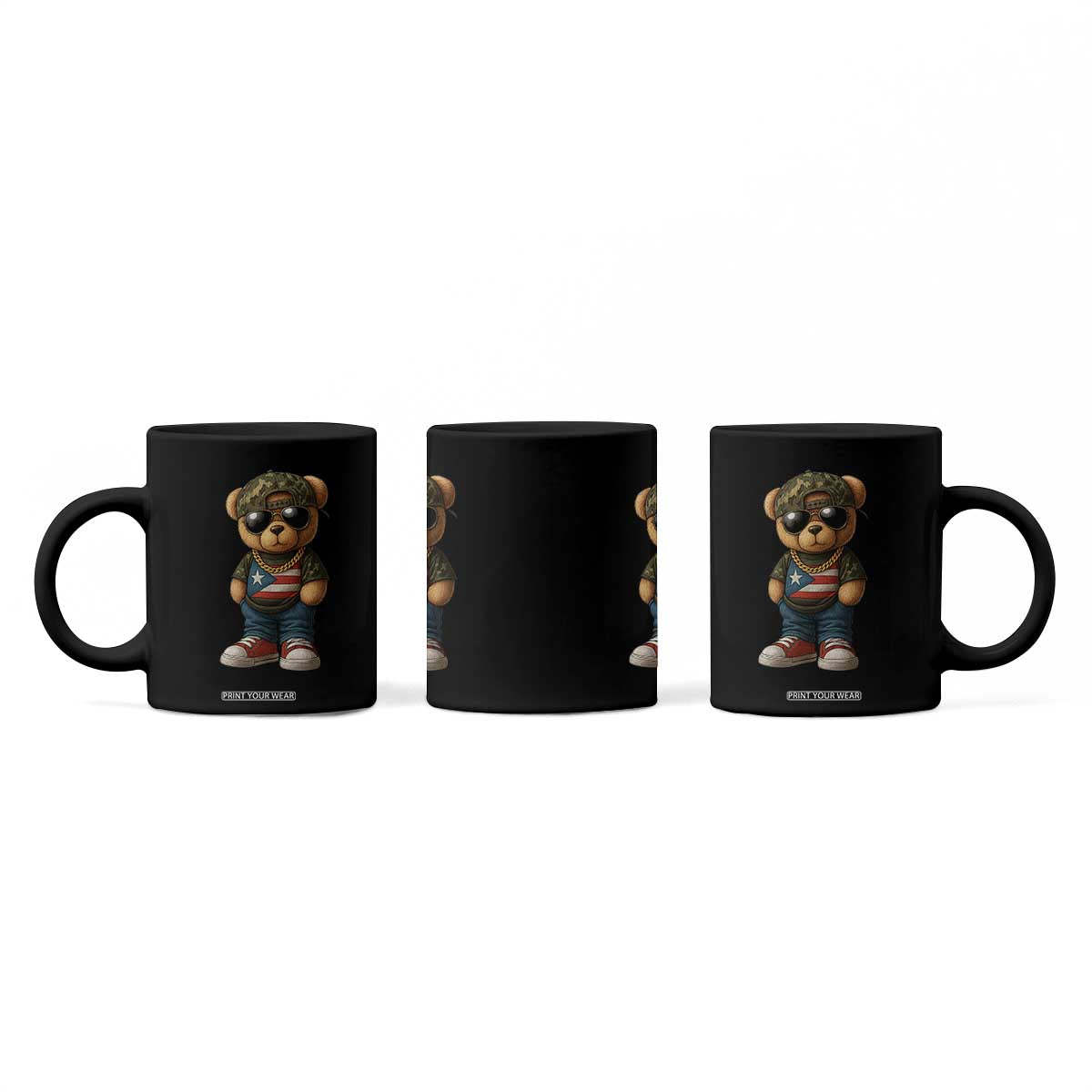 Camo Teddy Bear Puerto Rico Flag Coffee Mug Camouflage Rican Boricua TS10 Print Your Wear