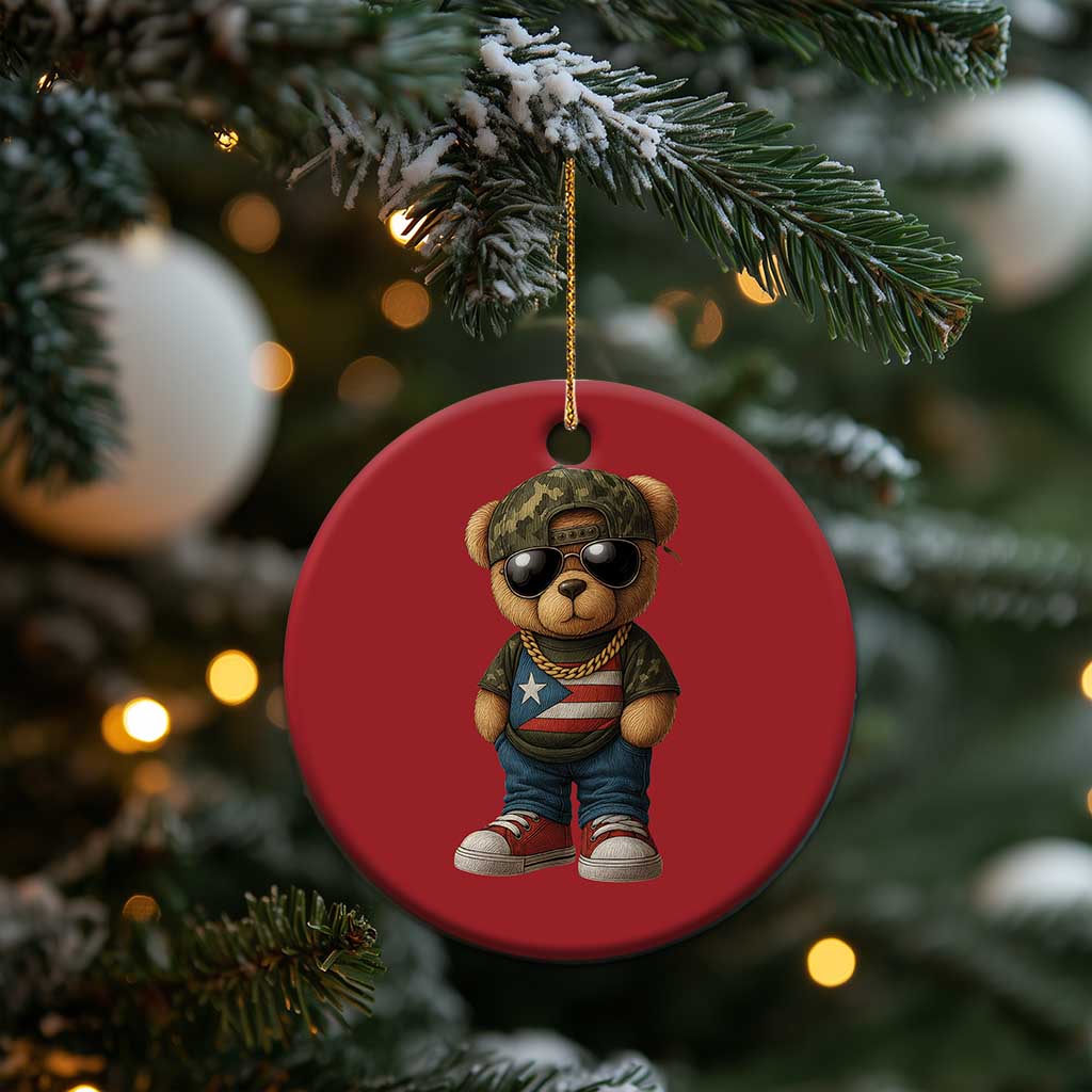 Camo Teddy Bear Puerto Rico Flag Christmas Ornament Camouflage Rican Boricua TS10 Print Your Wear