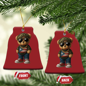 Camo Teddy Bear Puerto Rico Flag Christmas Ornament Camouflage Rican Boricua TS10 Bell Flake Red Print Your Wear