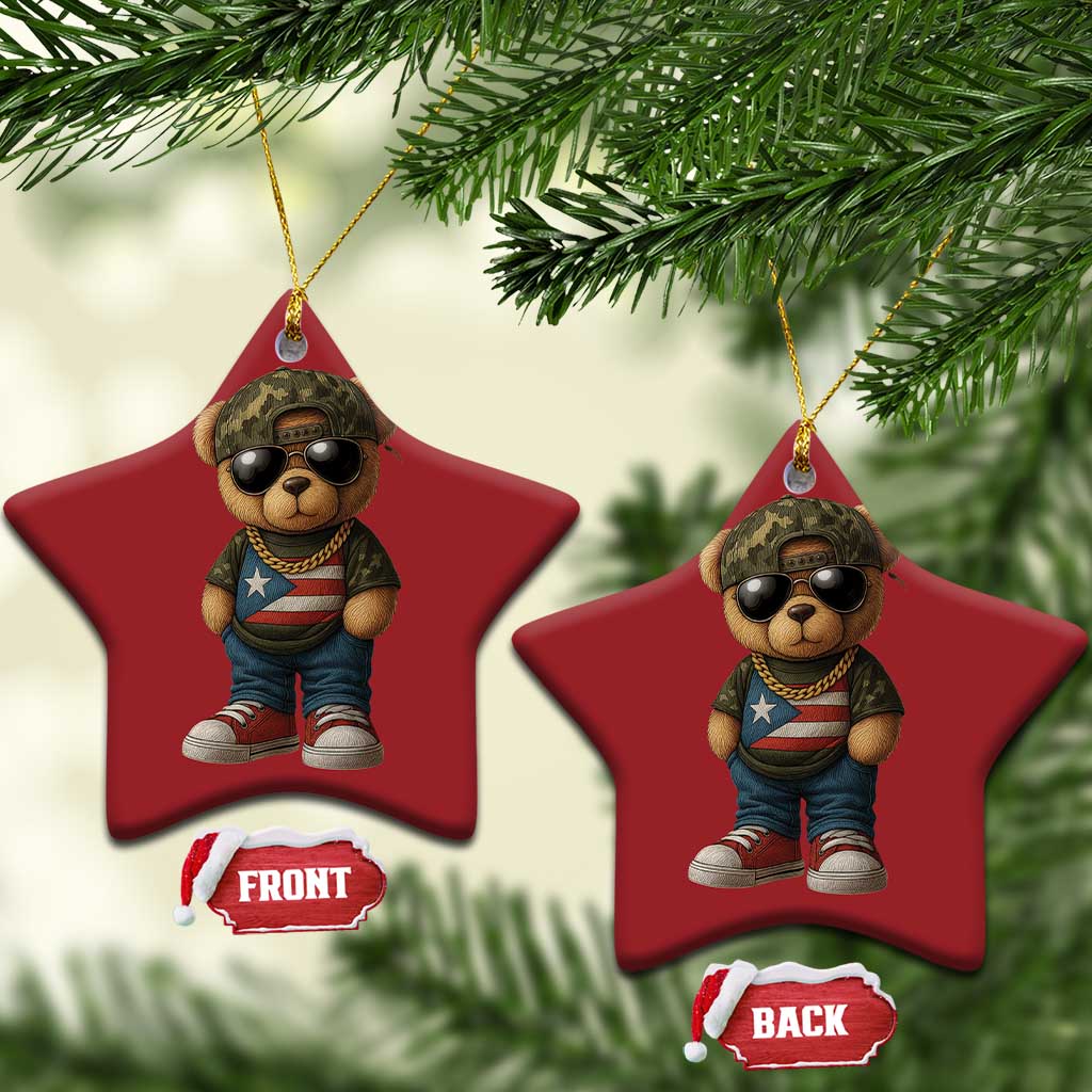 Camo Teddy Bear Puerto Rico Flag Christmas Ornament Camouflage Rican Boricua TS10 Star Red Print Your Wear