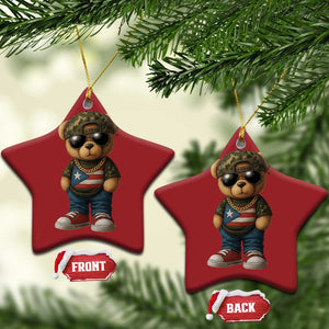 Camo Teddy Bear Puerto Rico Flag Christmas Ornament Camouflage Rican Boricua TS10 Star Red Print Your Wear