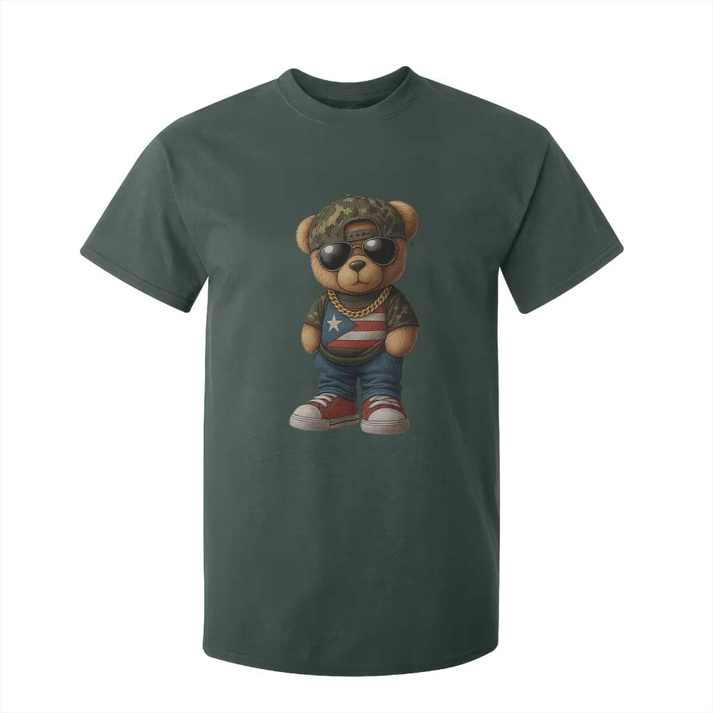 Camo Teddy Bear Puerto Rico Flag T Shirt For Kid Camouflage Rican Boricua TS10 Dark Forest Green Print Your Wear