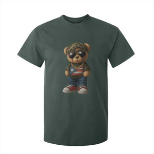 Camo Teddy Bear Puerto Rico Flag T Shirt For Kid Camouflage Rican Boricua TS10 Dark Forest Green Print Your Wear