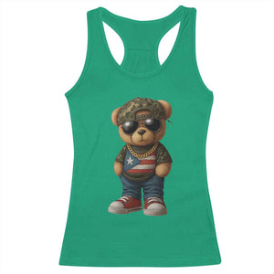 Camo Teddy Bear Puerto Rico Flag Racerback Tank Top Camouflage Rican Boricua TS10 Irish Green Print Your Wear