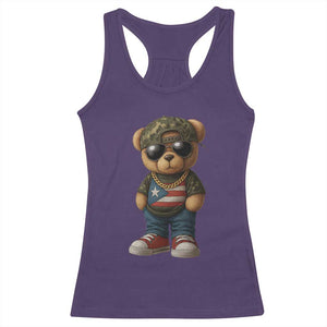 Camo Teddy Bear Puerto Rico Flag Racerback Tank Top Camouflage Rican Boricua TS10 Purple Print Your Wear