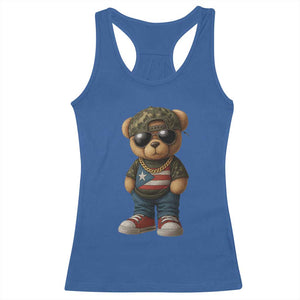 Camo Teddy Bear Puerto Rico Flag Racerback Tank Top Camouflage Rican Boricua TS10 Royal Blue Print Your Wear