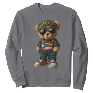 Camo Teddy Bear Puerto Rico Flag Sweatshirt Camouflage Rican Boricua TS10 Charcoal Print Your Wear