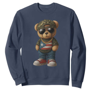 Camo Teddy Bear Puerto Rico Flag Sweatshirt Camouflage Rican Boricua TS10 Navy Print Your Wear