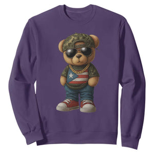 Camo Teddy Bear Puerto Rico Flag Sweatshirt Camouflage Rican Boricua TS10 Purple Print Your Wear