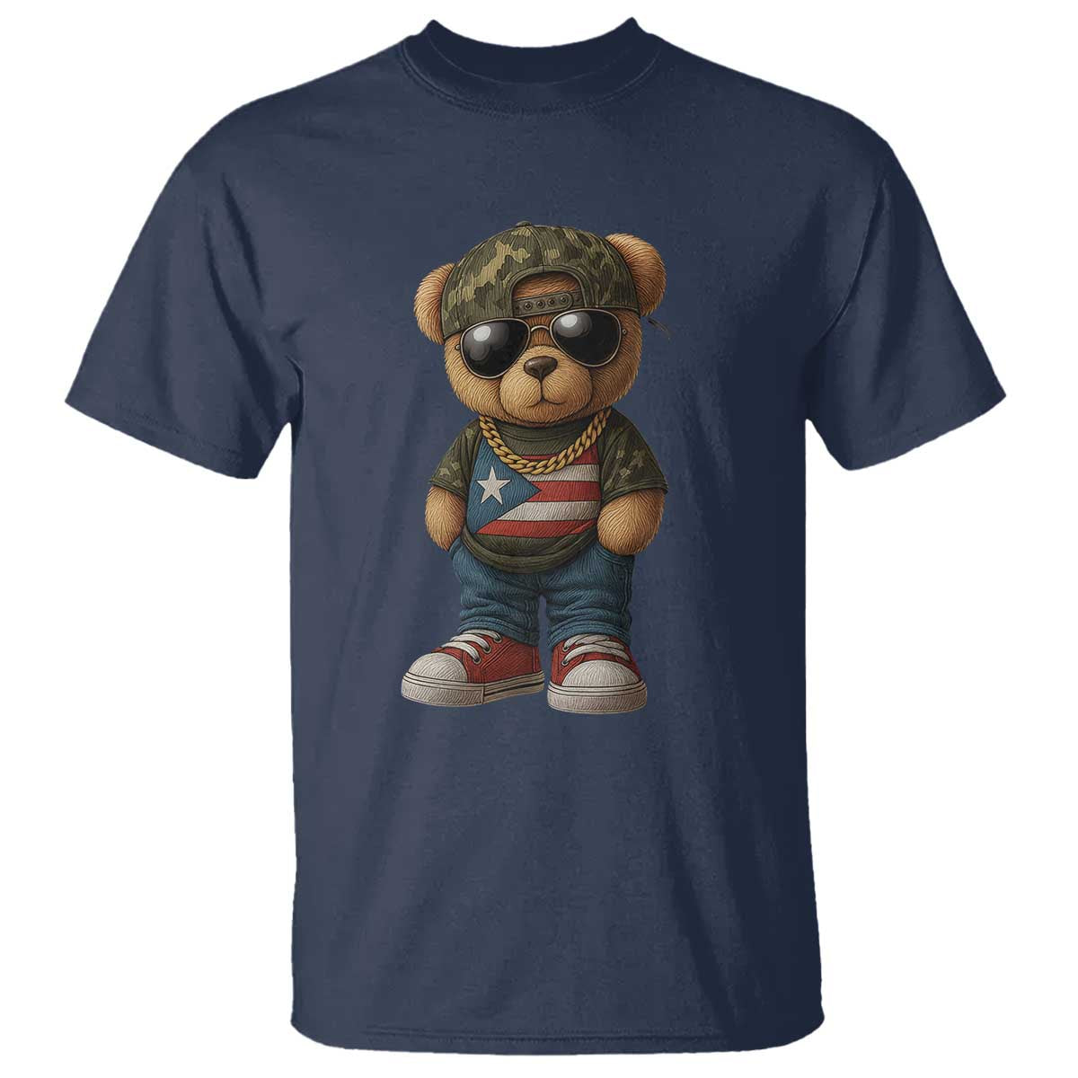Camo Teddy Bear Puerto Rico Flag T Shirt Camouflage Rican Boricua TS10 Navy Print Your Wear