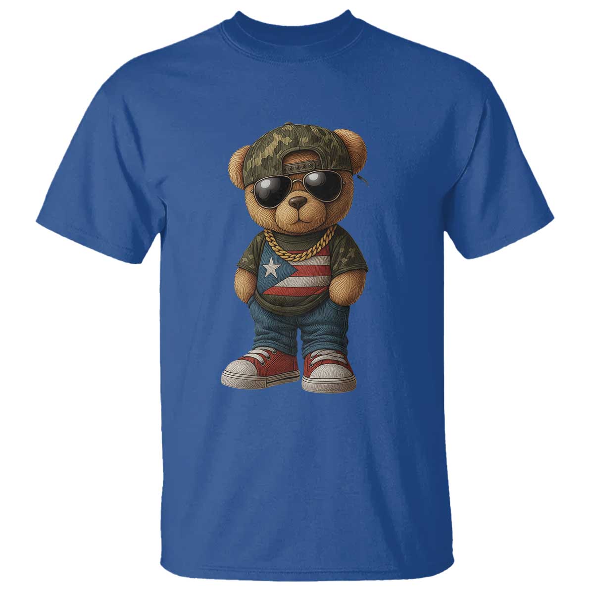 Camo Teddy Bear Puerto Rico Flag T Shirt Camouflage Rican Boricua TS10 Royal Blue Print Your Wear