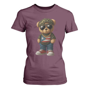 Camo Teddy Bear Puerto Rico Flag T Shirt For Women Camouflage Rican Boricua TS10 Maroon Print Your Wear