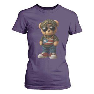 Camo Teddy Bear Puerto Rico Flag T Shirt For Women Camouflage Rican Boricua TS10 Purple Print Your Wear