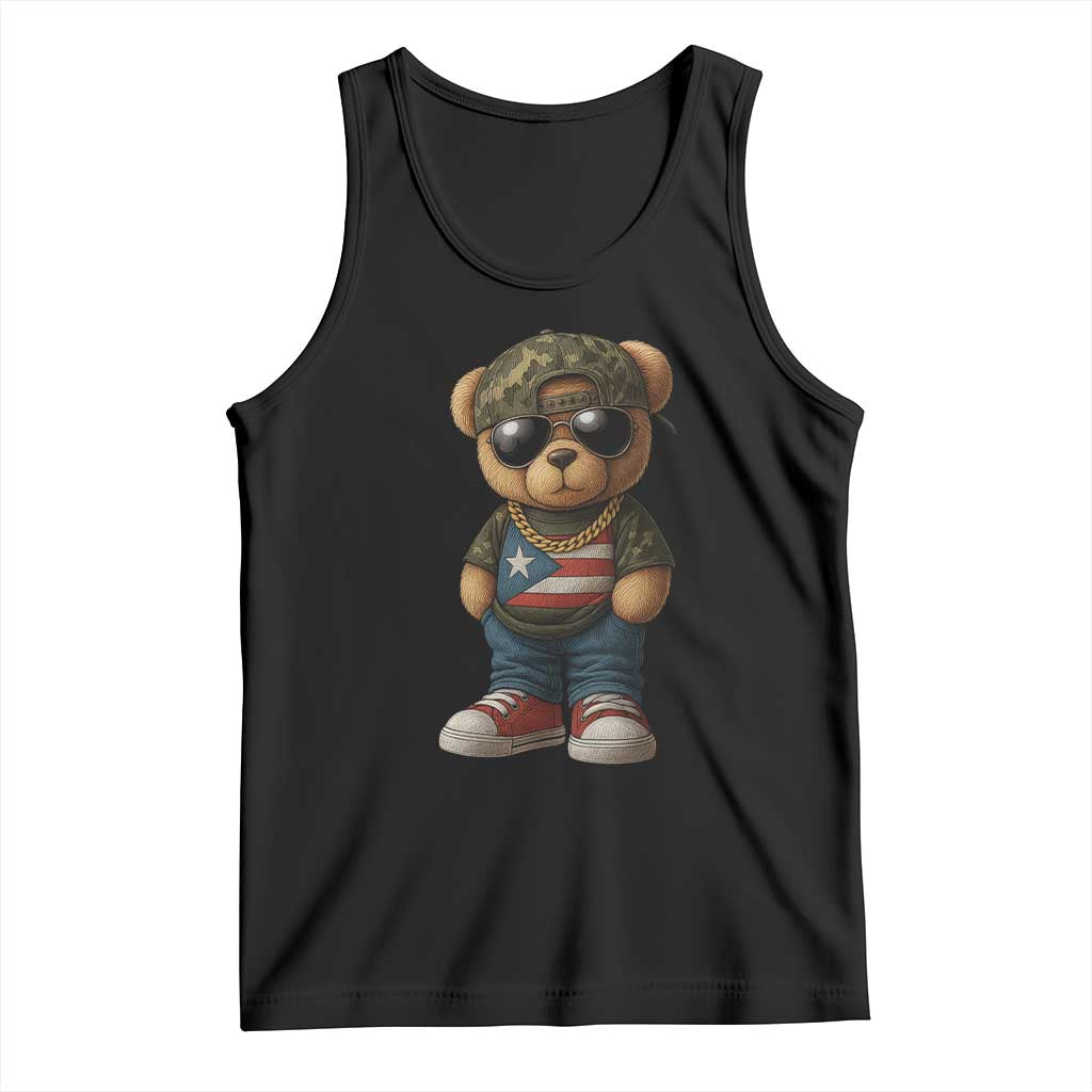 Camo Teddy Bear Puerto Rico Flag Tank Top Camouflage Rican Boricua TS10 Black Print Your Wear