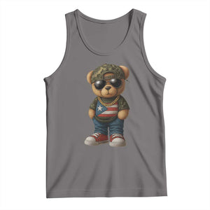 Camo Teddy Bear Puerto Rico Flag Tank Top Camouflage Rican Boricua TS10 Deep Heather Print Your Wear