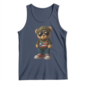 Camo Teddy Bear Puerto Rico Flag Tank Top Camouflage Rican Boricua TS10 Navy Print Your Wear