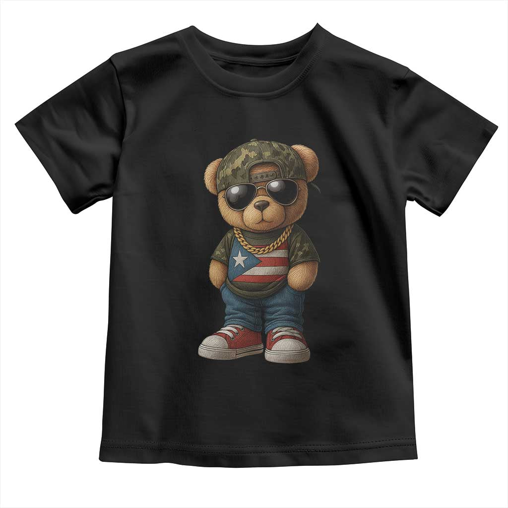 Camo Teddy Bear Puerto Rico Flag Toddler T Shirt Camouflage Rican Boricua TS10 Black Print Your Wear
