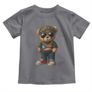 Camo Teddy Bear Puerto Rico Flag Toddler T Shirt Camouflage Rican Boricua TS10 Charcoal Print Your Wear