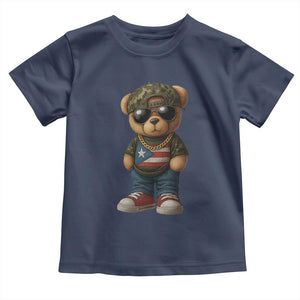 Camo Teddy Bear Puerto Rico Flag Toddler T Shirt Camouflage Rican Boricua TS10 Navy Print Your Wear